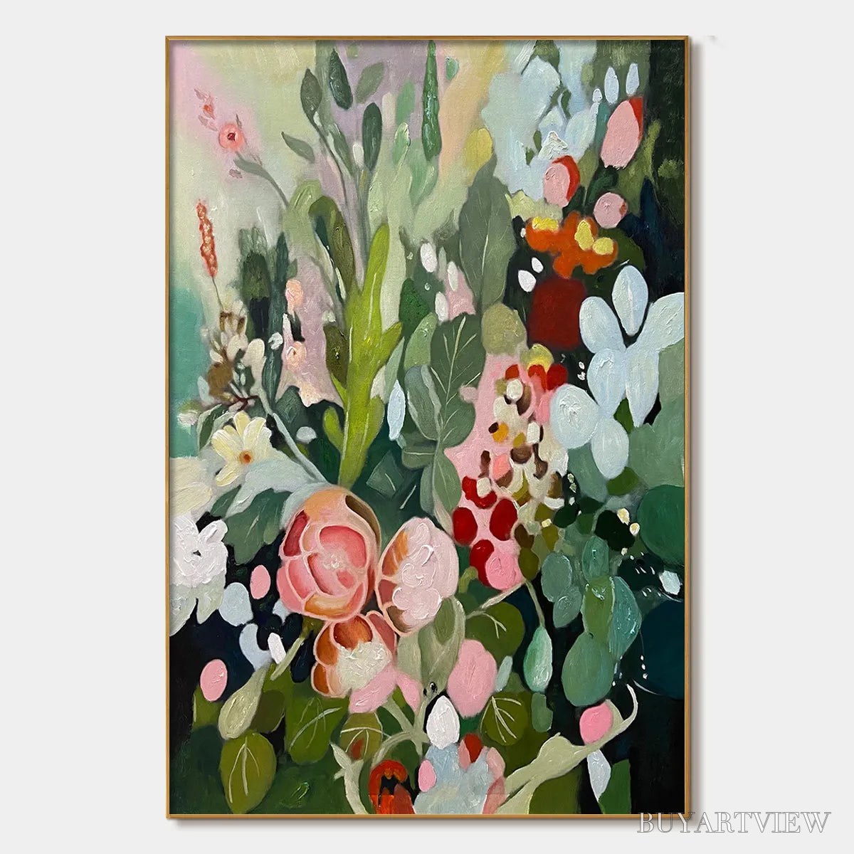 BUYARTVIEW Secret Garden – Vertical Floral Painting in Vibrant Colors - image 1