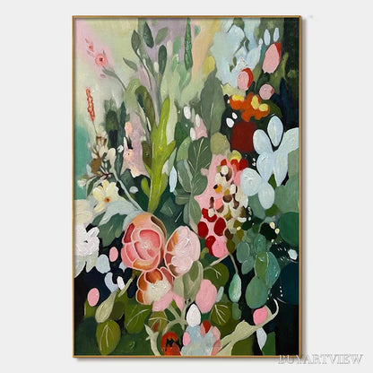 BUYARTVIEW Secret Garden – Vertical Floral Painting in Vibrant Colors - image 1