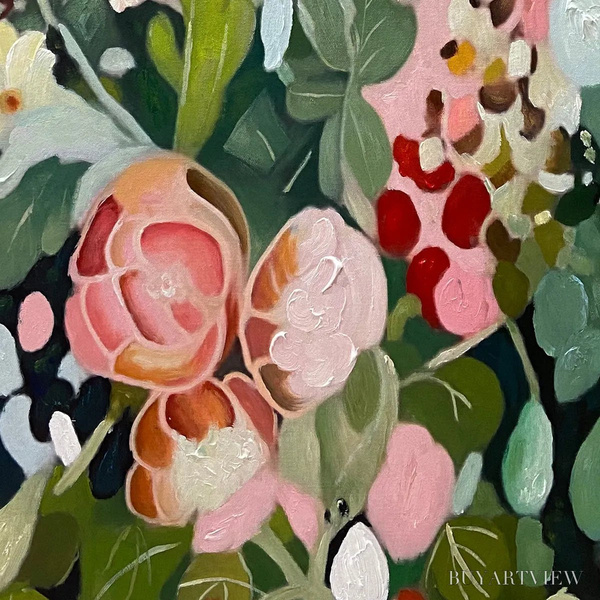 BUYARTVIEW Secret Garden – Vertical Floral Painting in Vibrant Colors - image 3