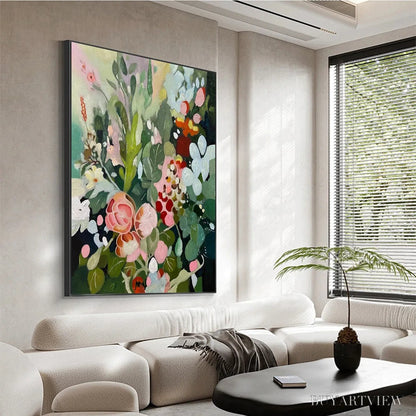 BUYARTVIEW Secret Garden – Vertical Floral Painting in Vibrant Colors - image 4