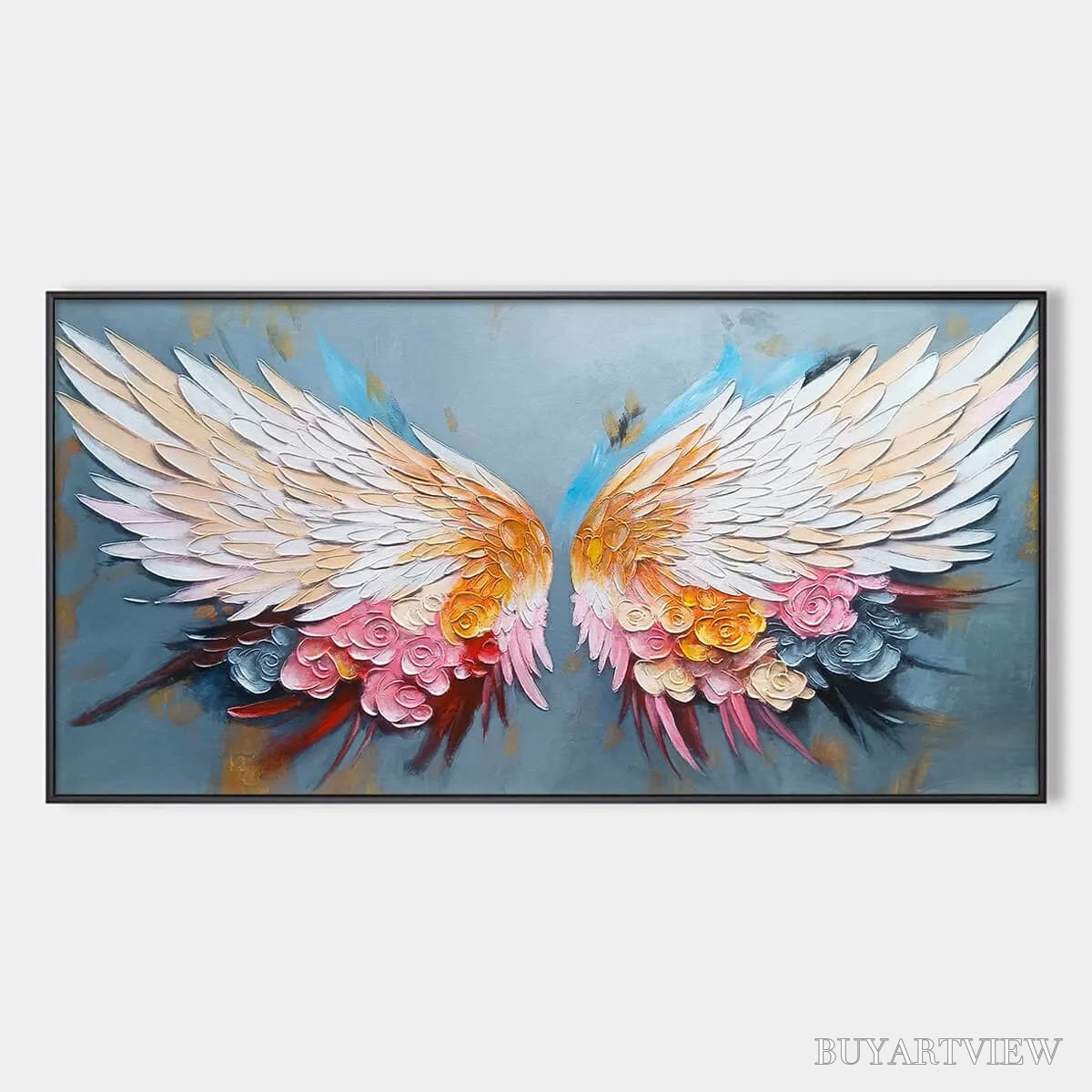 BUYARTVIEW Floral Flight – Textured Floral Wings Oil Painting on Canvas - image 1