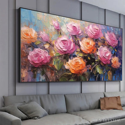 BUYARTVIEW Sunkissed Rose Harmony – Original Impasto Floral Oil Painting on Canvas - image 3