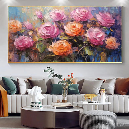 BUYARTVIEW Sunkissed Rose Harmony – Original Impasto Floral Oil Painting on Canvas - image 4