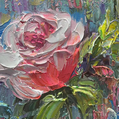 BUYARTVIEW Pastel Rose Garden – Original Impasto Floral Oil Painting - image 3