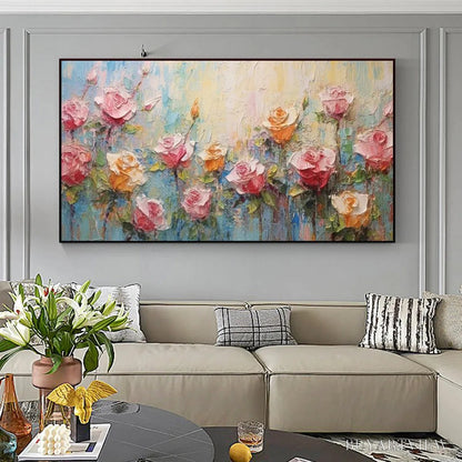 BUYARTVIEW Pastel Rose Garden – Original Impasto Floral Oil Painting - image 5