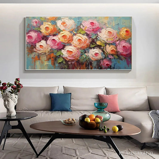 BUYARTVIEW Blooming Bouquet Rhapsody – Colorful Impasto Floral Rose Painting for Wall Decor - image 2