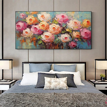BUYARTVIEW Blooming Bouquet Rhapsody – Colorful Impasto Floral Rose Painting for Wall Decor - image 3