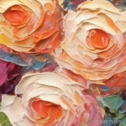 BUYARTVIEW Blooming Bouquet Rhapsody – Colorful Impasto Floral Rose Painting for Wall Decor - image 4