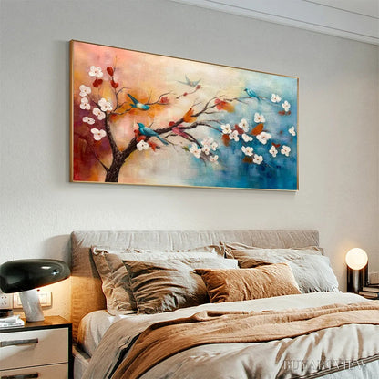 BUYARTVIEW Spring Melody – Panoramic Blossom Tree Painting with Colorful Birds - image 5