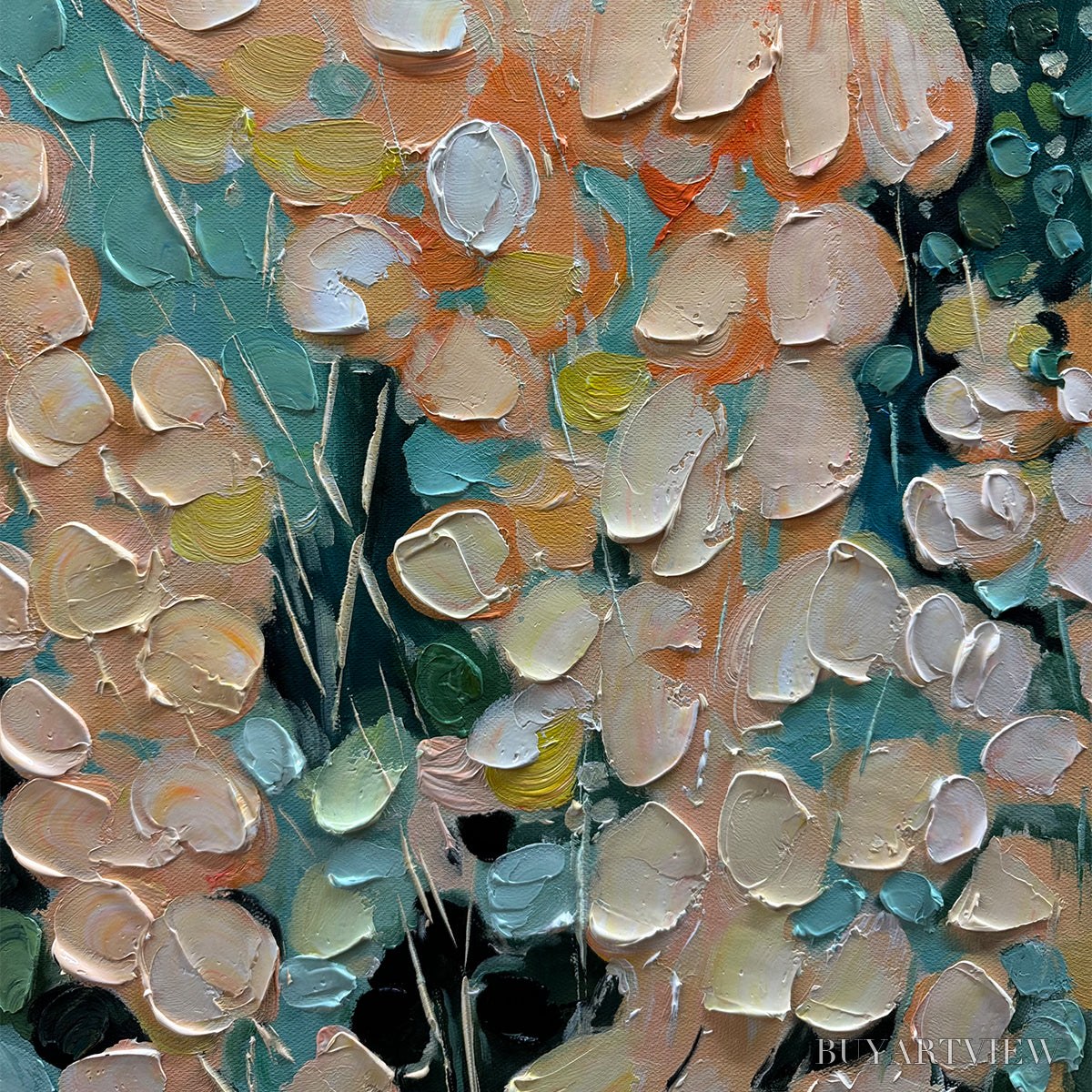 BUYARTVIEW Secret Garden – Vertical Abstract Floral Painting, Textured Green and Pink Garden, Living Room, Bedroom,… - image 5
