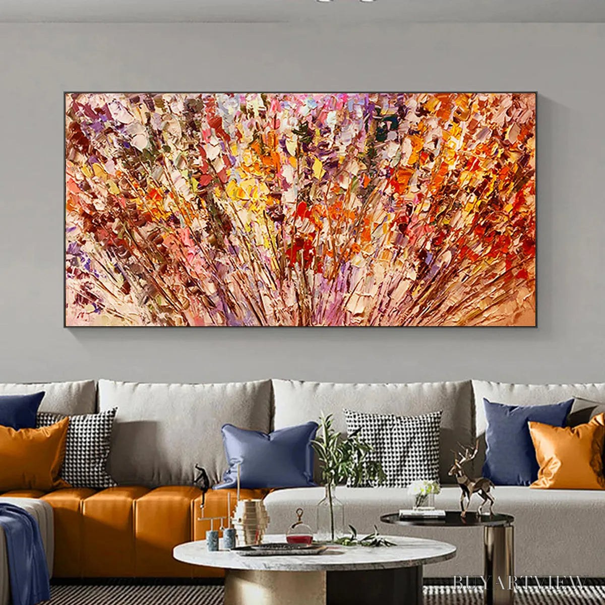 BUYARTVIEW Autumn Harvest – Impasto Floral Oil Painting in Warm Autumn Hues - image 2