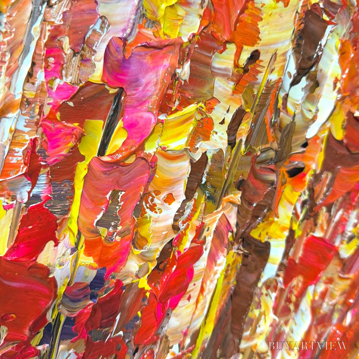 BUYARTVIEW Autumn Harvest – Impasto Floral Oil Painting in Warm Autumn Hues - image 3
