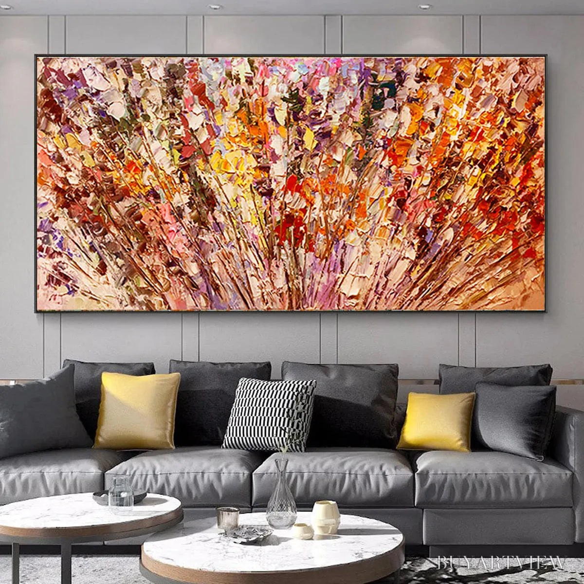 BUYARTVIEW Autumn Harvest – Impasto Floral Oil Painting in Warm Autumn Hues - image 5