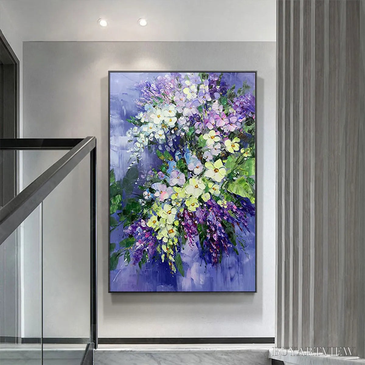 BUYARTVIEW Serenity in Purple – Vertical Impasto Floral Oil Painting - image 4