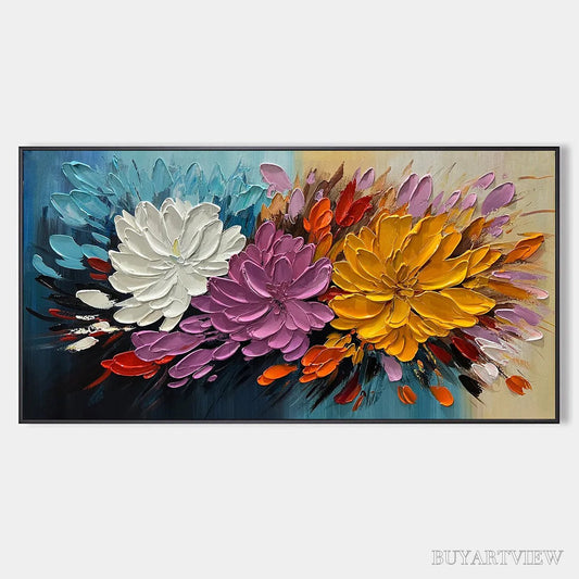 BUYARTVIEW Autumn Bouquet – Textured Floral Painting, Impasto Flowers, Colorful, Living Room, Dining Room - image 1