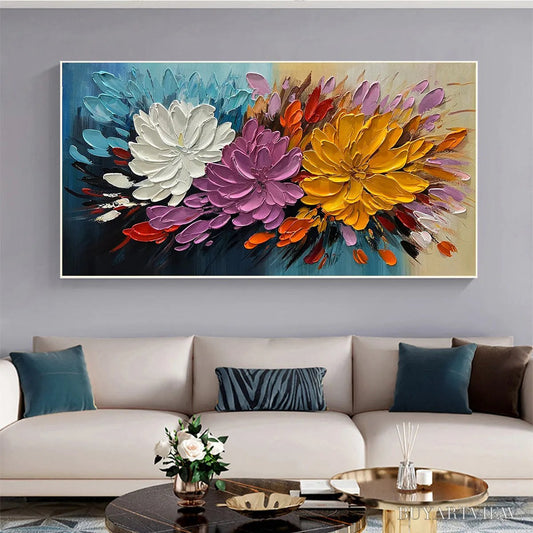 BUYARTVIEW Autumn Bouquet – Textured Floral Painting, Impasto Flowers, Colorful, Living Room, Dining Room - image 2