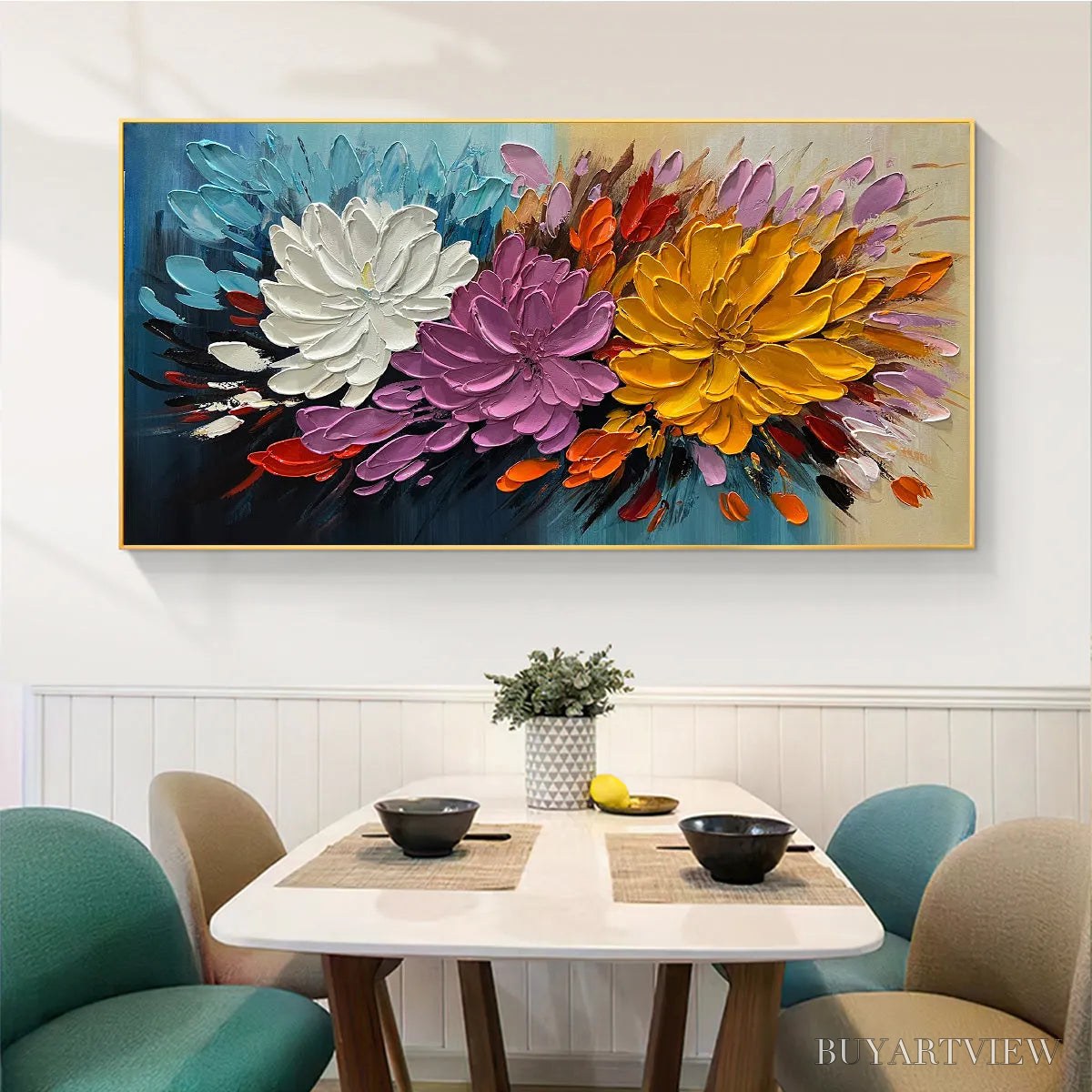 BUYARTVIEW Autumn Bouquet – Textured Floral Painting, Impasto Flowers, Colorful, Living Room, Dining Room - image 6