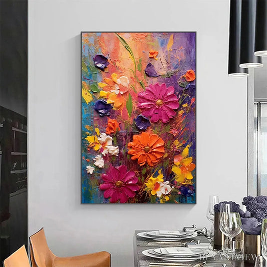 BUYARTVIEW Colorful Bouquet – Vertical Impasto Floral Painting, Vibrant Colorful Flowers, Textured - image 2