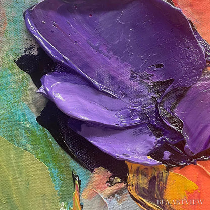 BUYARTVIEW Colorful Bouquet – Vertical Impasto Floral Painting, Vibrant Colorful Flowers, Textured - image 3