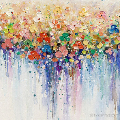 BUYARTVIEW Flowerfall – Panoramic Abstract Floral Oil Painting with Watercolor Effect - image 3