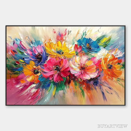 BUYARTVIEW Vibrant Bloom – Impasto Floral Oil Painting in Vibrant Multicolor - image 1