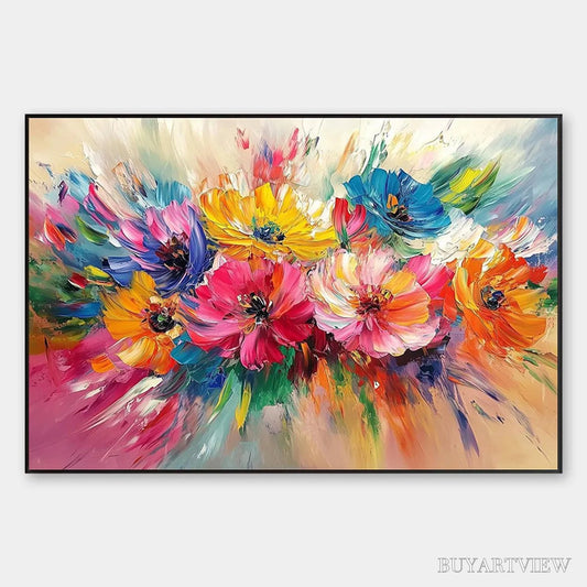 BUYARTVIEW Vibrant Bloom – Impasto Floral Oil Painting in Vibrant Multicolor - image 1