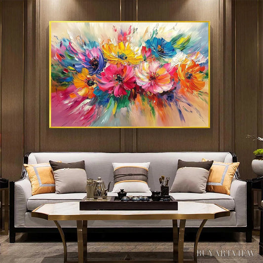 BUYARTVIEW Vibrant Bloom – Impasto Floral Oil Painting in Vibrant Multicolor - image 2