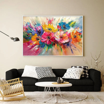 BUYARTVIEW Vibrant Bloom – Impasto Floral Oil Painting in Vibrant Multicolor - image 3