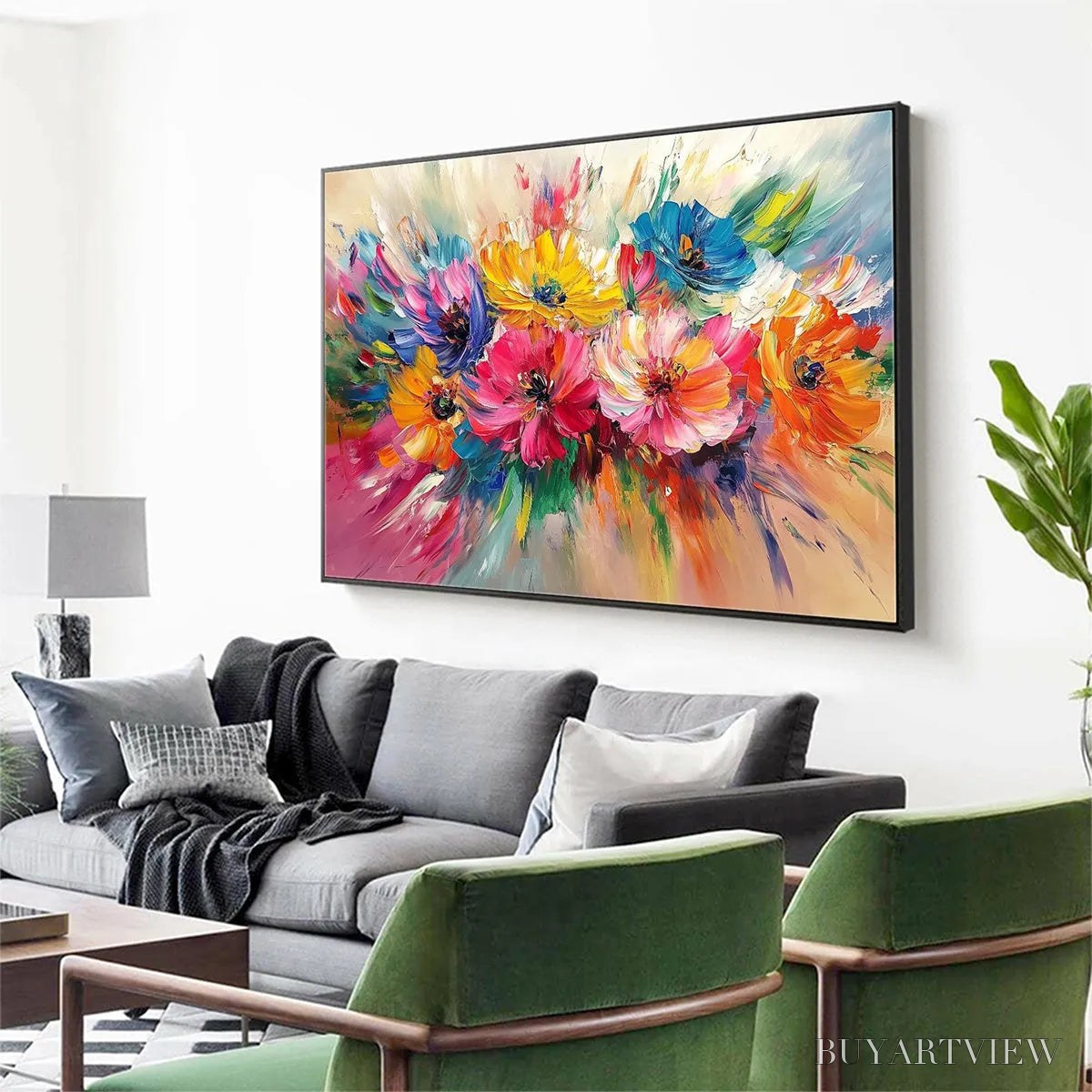 BUYARTVIEW Vibrant Bloom – Impasto Floral Oil Painting in Vibrant Multicolor - image 4