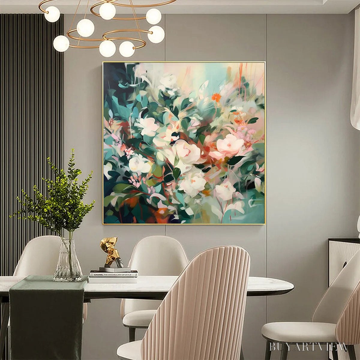 BUYARTVIEW Secret Garden – Square Impressionistic Floral Oil Painting in Soft Hues - image 2