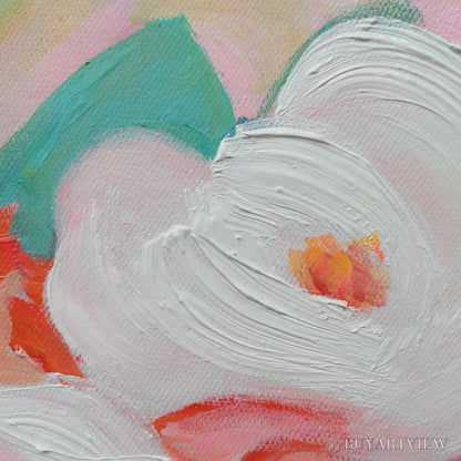 BUYARTVIEW Secret Garden – Square Impressionistic Floral Oil Painting in Soft Hues - image 3
