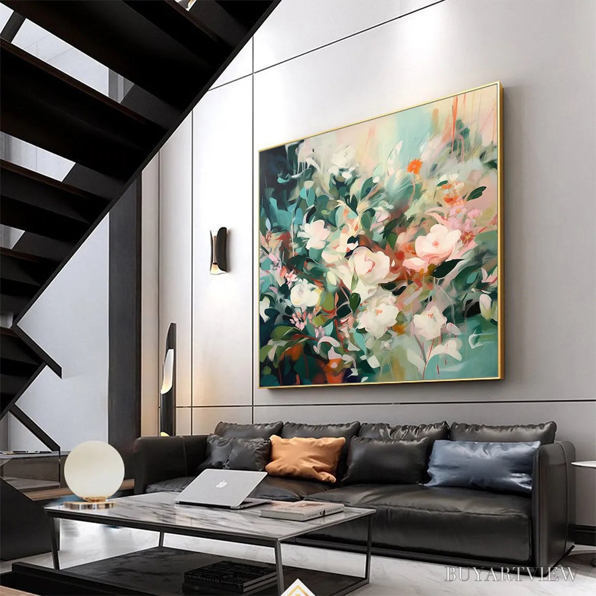 BUYARTVIEW Secret Garden – Square Impressionistic Floral Oil Painting in Soft Hues - image 6