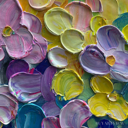 BUYARTVIEW Rainbow Falls – Panoramic Impasto Floral Oil Painting in Vibrant Rainbow Hues - image 6