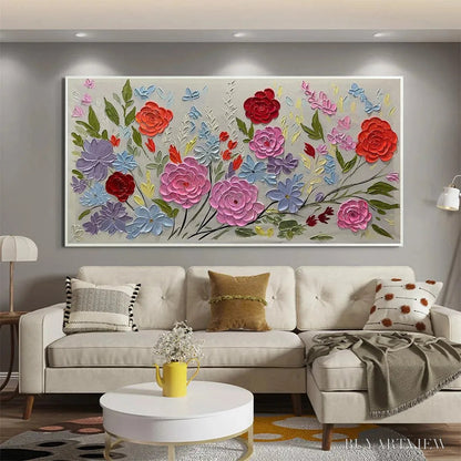 BUYARTVIEW Hand-Painted Floral Oil Painting - Vibrant Garden Art - image 5