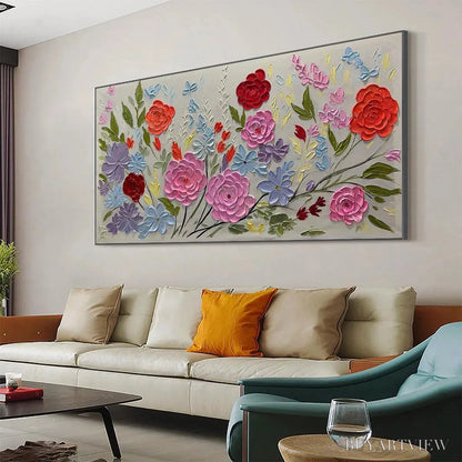 BUYARTVIEW Hand-Painted Floral Oil Painting - Vibrant Garden Art - image 6