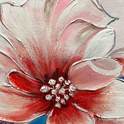 BUYARTVIEW Blushing Blooms – Panoramic Floral Painting in Pink and Blue, Modern Impressionist - image 3