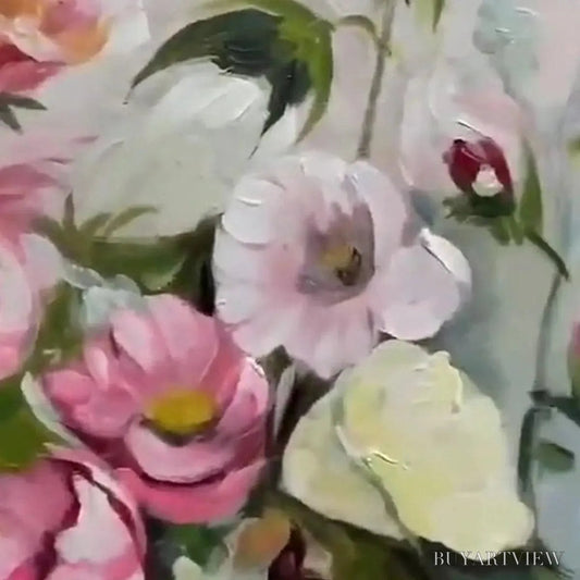 BUYARTVIEW Summer Bouquet – Textured Floral Painting, Impasto , Panoramic Canvas, Colorful Decor - image 2
