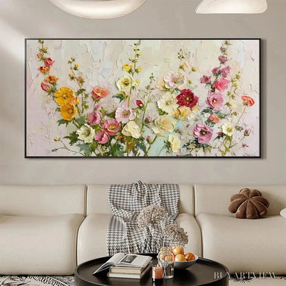 BUYARTVIEW Summer Bouquet – Textured Floral Painting, Impasto , Panoramic Canvas, Colorful Decor - image 4