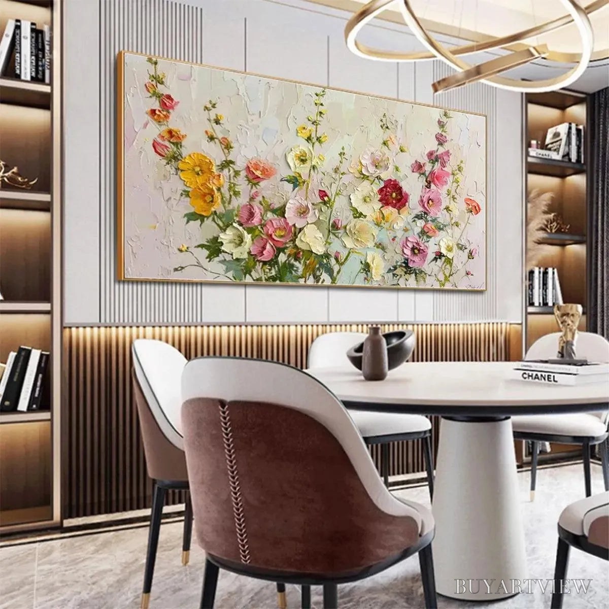BUYARTVIEW Summer Bouquet – Textured Floral Painting, Impasto , Panoramic Canvas, Colorful Decor - image 5
