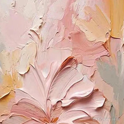 BUYARTVIEW Blushing Blooms – Textured Floral Painting, Pink and Peach , Vertical Canvas, Impasto Decor - image 3