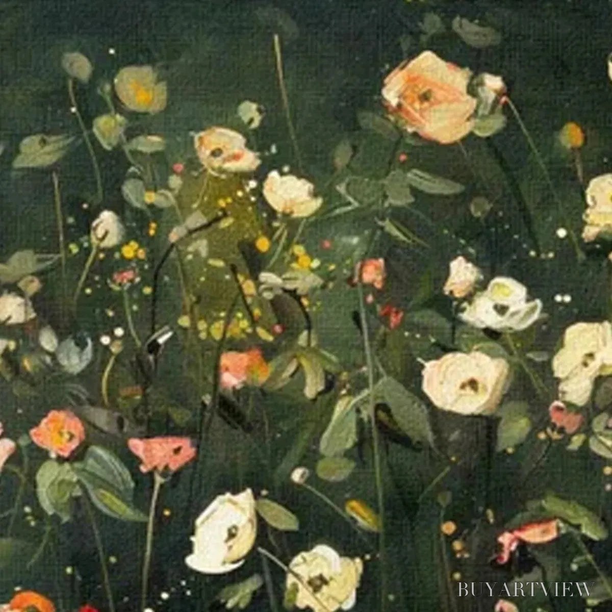 BUYARTVIEW Whispering Meadow Panoramic – Wildflower Painting, Panoramic , Dark Floral Decor - image 3