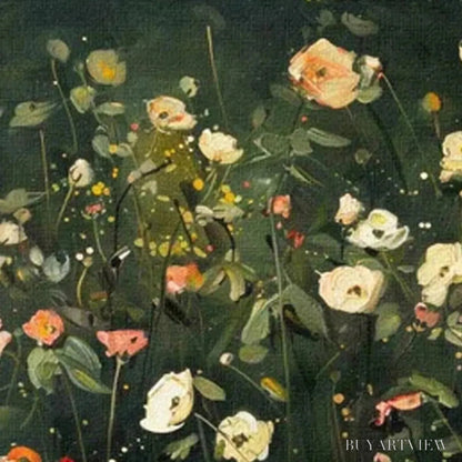 BUYARTVIEW Whispering Meadow Panoramic – Wildflower Painting, Panoramic , Dark Floral Decor - image 3