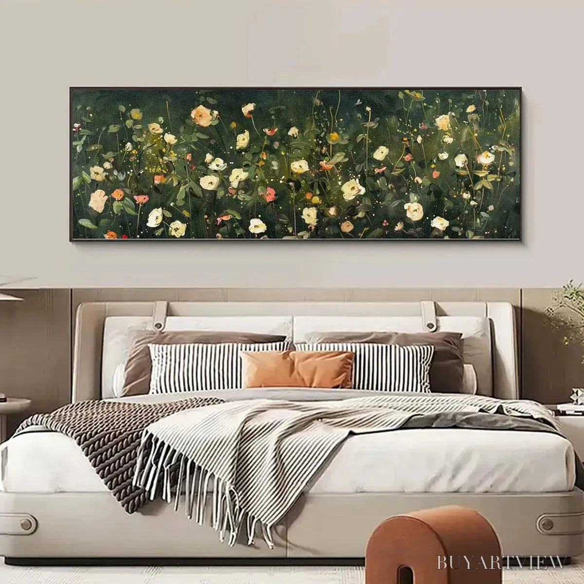BUYARTVIEW Whispering Meadow Panoramic – Wildflower Painting, Panoramic , Dark Floral Decor - image 6