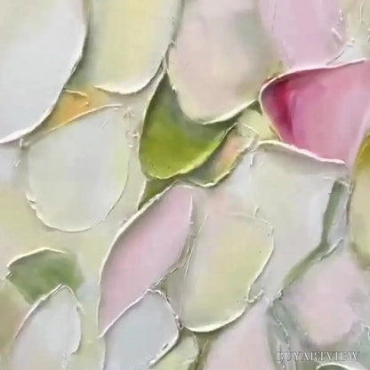 BUYARTVIEW Blushing Blooms – Textured Abstract Floral Painting, Pastel Pink and Green , Vertical Canvas, Impasto Decor - image 3