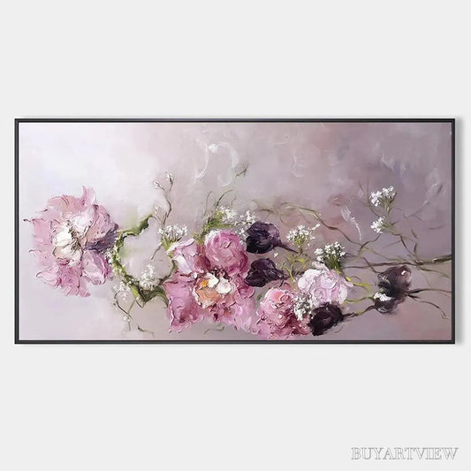 BUYARTVIEW Dusk Blossoms – Floral Painting, Panoramic , Romantic Decor - image 1