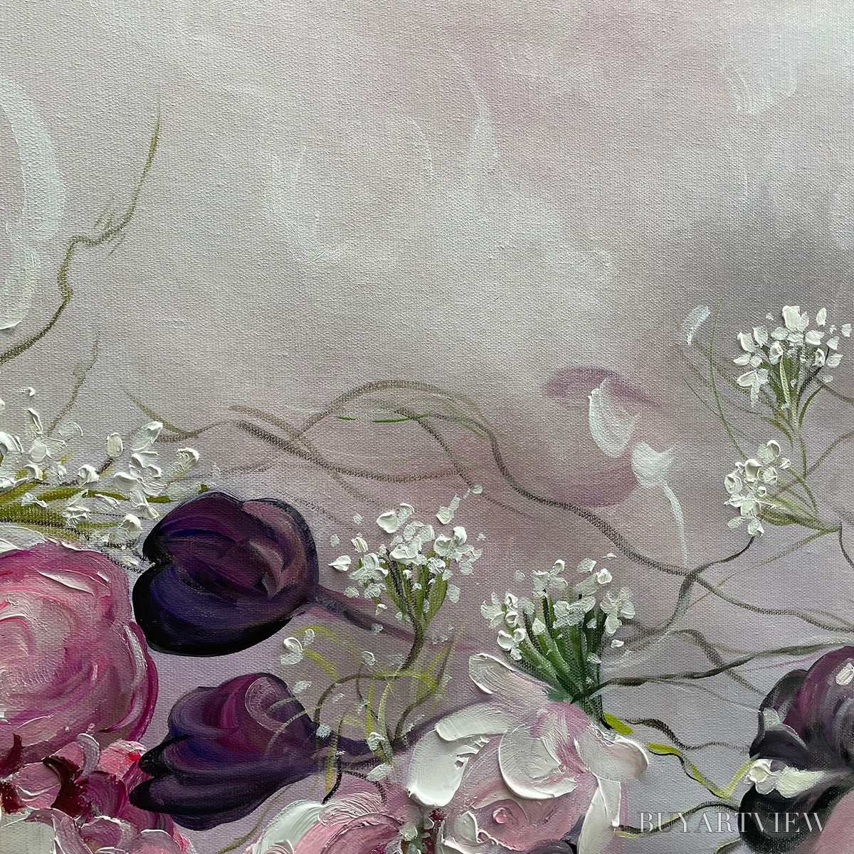 BUYARTVIEW Dusk Blossoms – Floral Painting, Panoramic , Romantic Decor - image 3