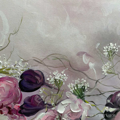 BUYARTVIEW Dusk Blossoms – Floral Painting, Panoramic , Romantic Decor - image 3