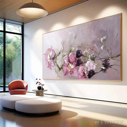 BUYARTVIEW Dusk Blossoms – Floral Painting, Panoramic , Romantic Decor - image 5