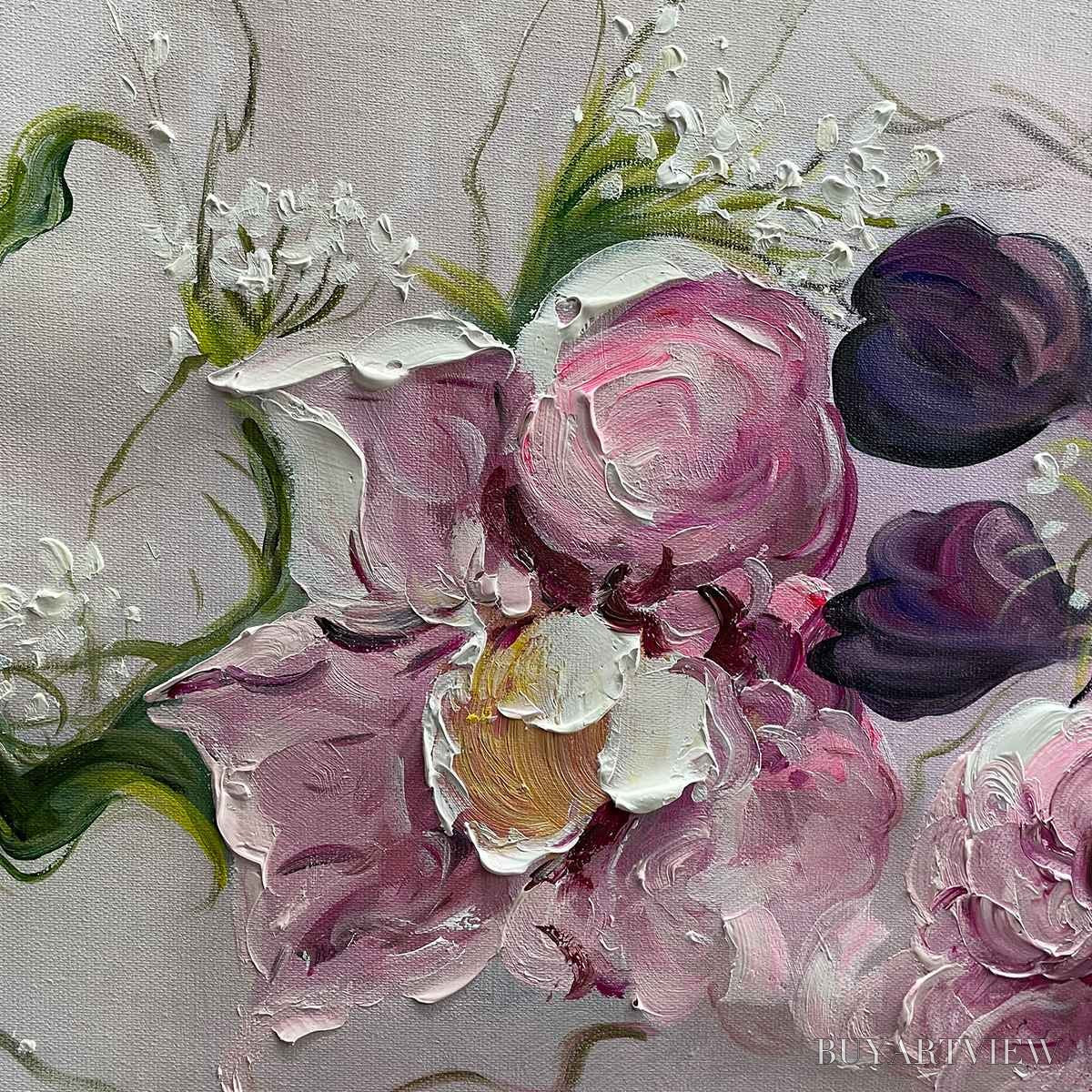 BUYARTVIEW Dusk Blossoms – Floral Painting, Panoramic , Romantic Decor - image 6