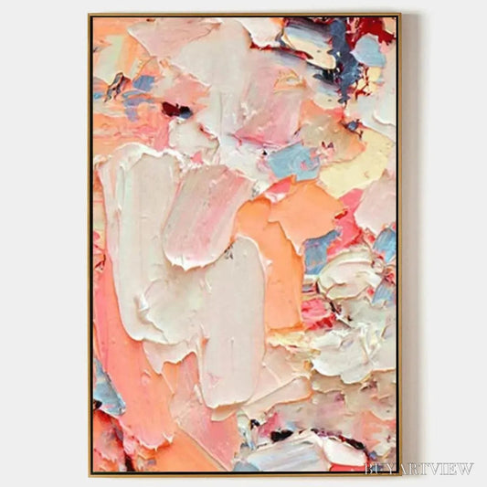BUYARTVIEW Coral Dream – Textured Abstract Painting, Pink and Orange , Vertical Canvas, Impasto Decor - image 1